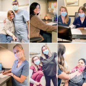 Collage of Dr. Wendel team working in the office and wearing masks