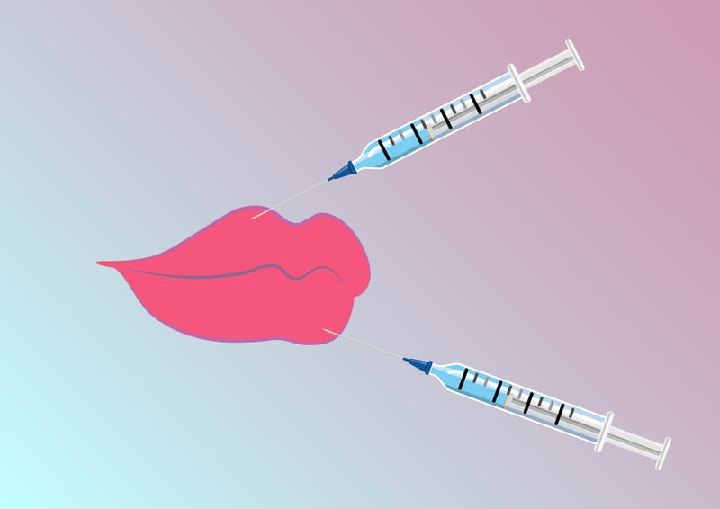 cartoon lips with injection needles