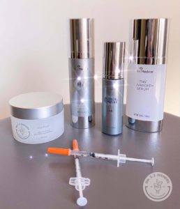 skinmedica and wendel skin care products on table