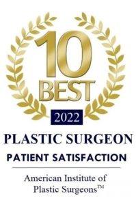 10 Best 2022 Plastic Surgeon Patient Satisfaction badge awarded to Dr. J. J. Wendel from American Institute of Plastic Surgeons