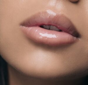 close up of full glossy lips
