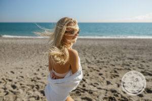 Blonde woman on beach