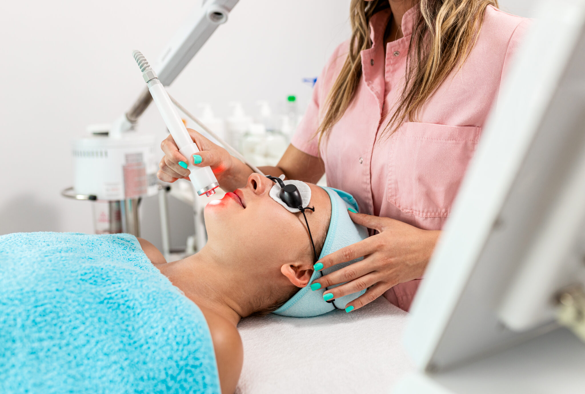 female patient undergoing laser treatment