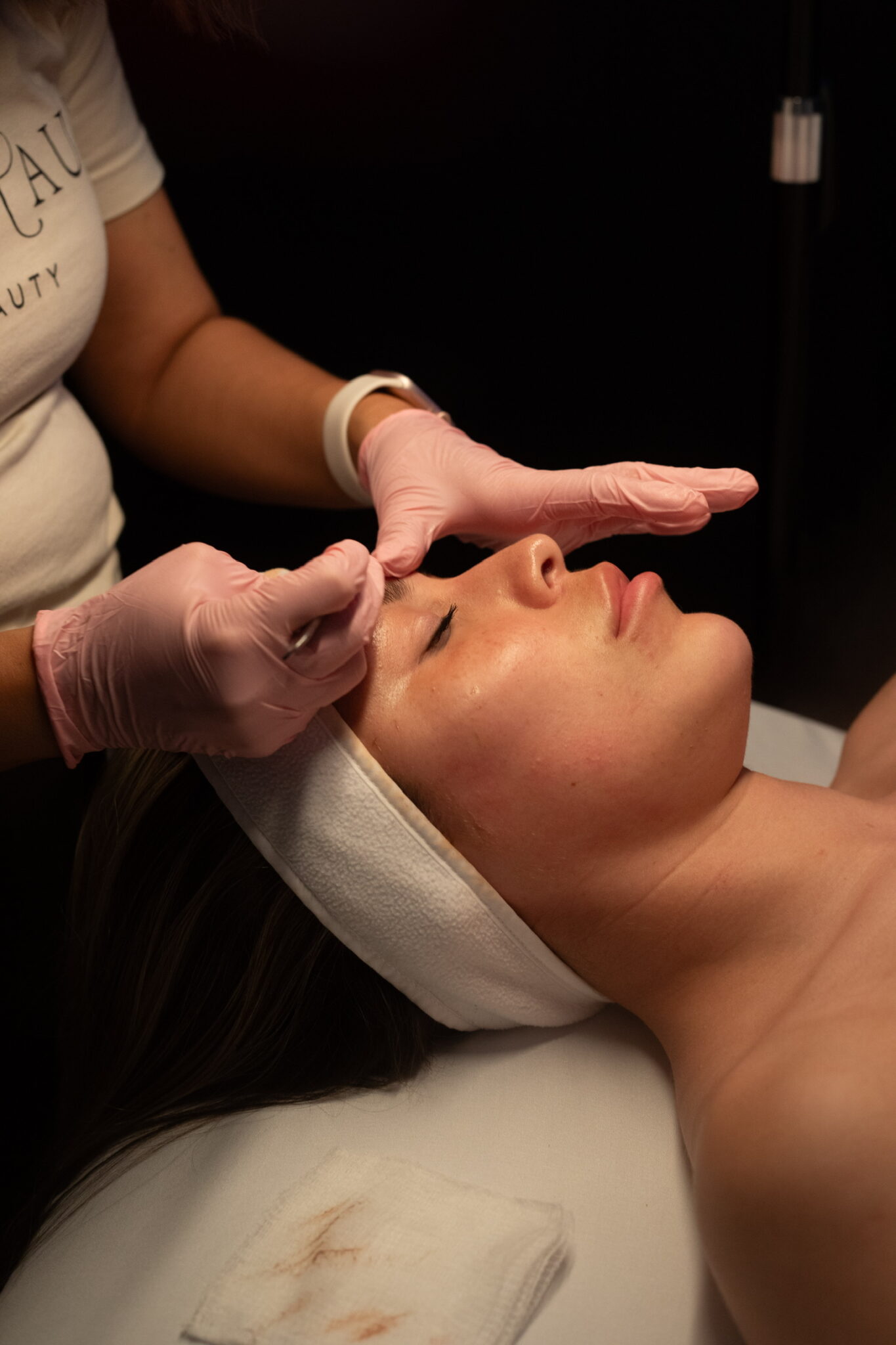 woman during a brow service